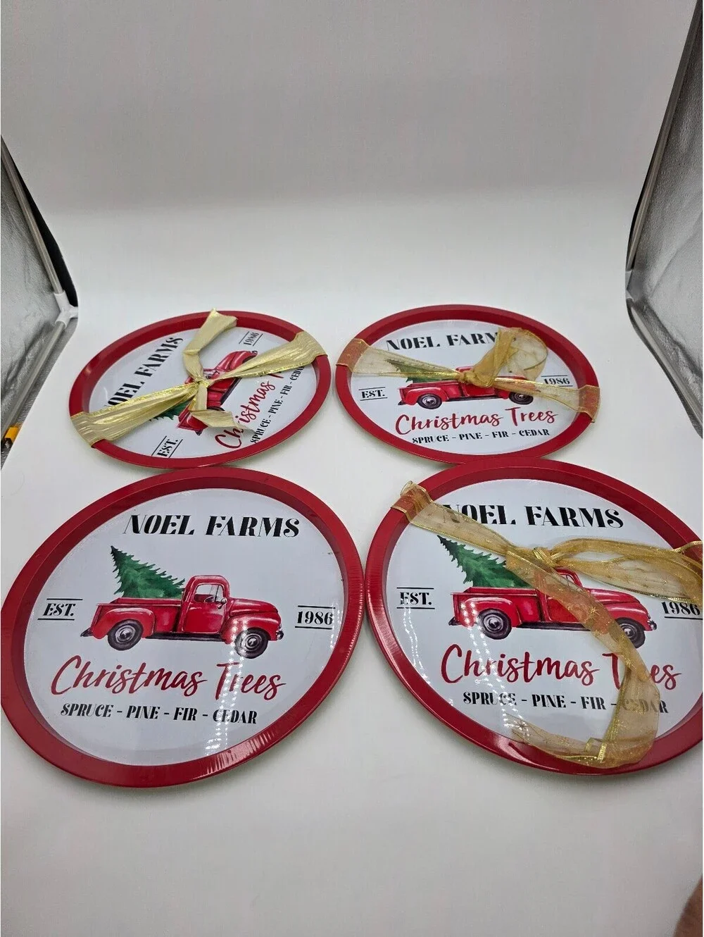 Noel Farms Christmas Trees Set of 4 Decorative Trays